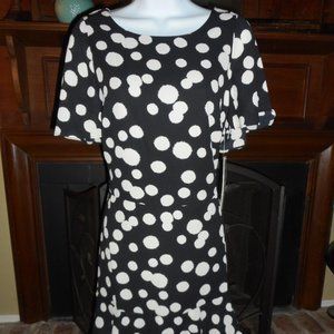 NWT Nicole Miller black, white polka dot dress, 10